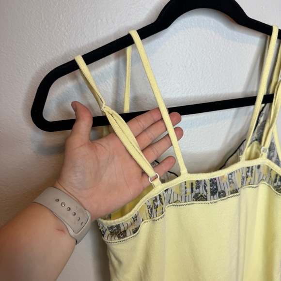 Y2K Rubii Tank Top Yellow Lace Strappy Ruched Bust Camisole - Picture 9 of 10